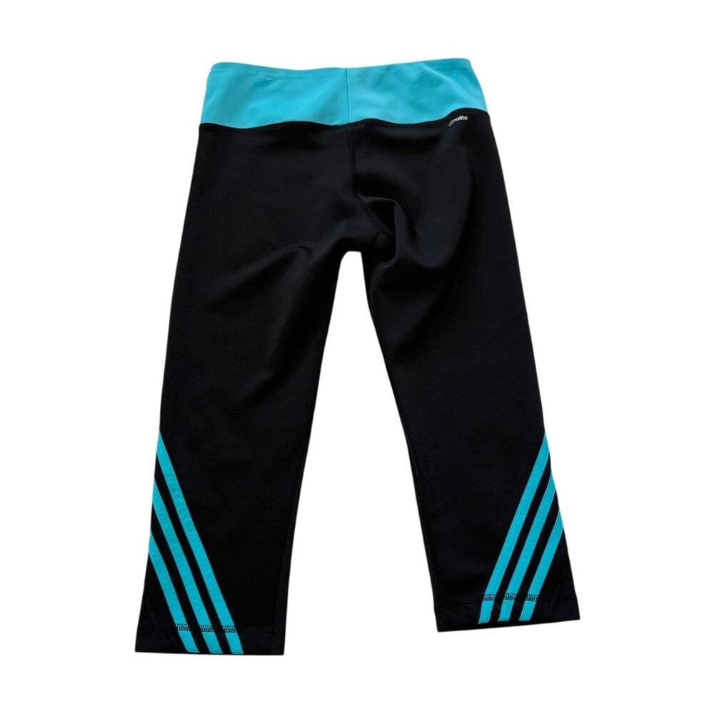 Adidas Cropped Athletic Pants - Medium - Black & Teal - Yoga Gym Active Leggings - Picture 2 of 11